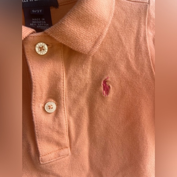 Ralph Lauren Girls Classic Cotton Orange Polo Pink Logo Top Size 3T - Picture 2 of 6